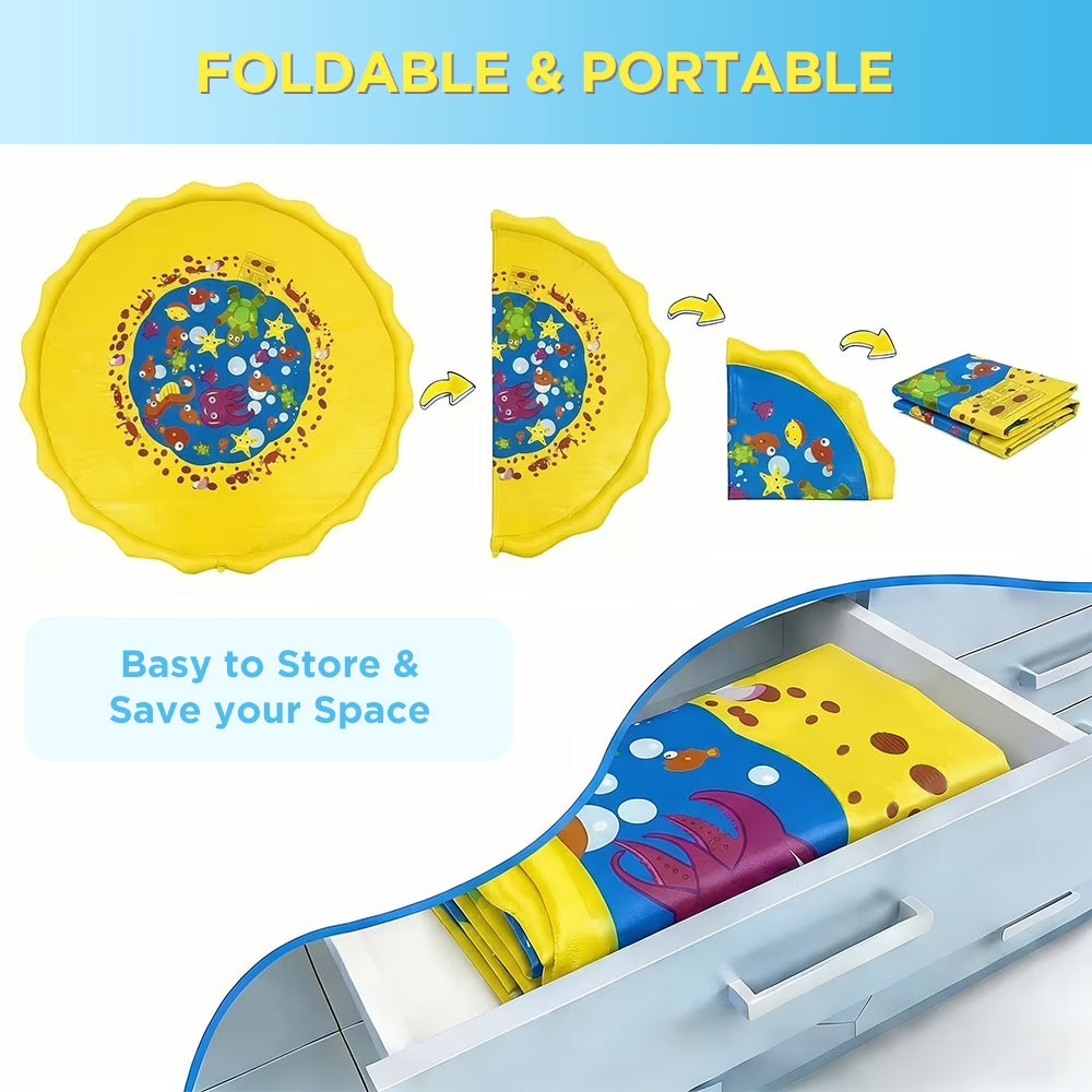 Splash Pad for Toddlers, Outdoor Sprinkler for Kids, 67" Summer Water Toys Inflatable Wading Baby Pool for Girls Boys Pets Dog, Yellow